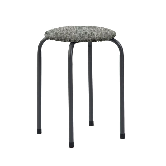 Modern Fabric Stool, Metal Legs - DANNY COMO GREY-GREEN