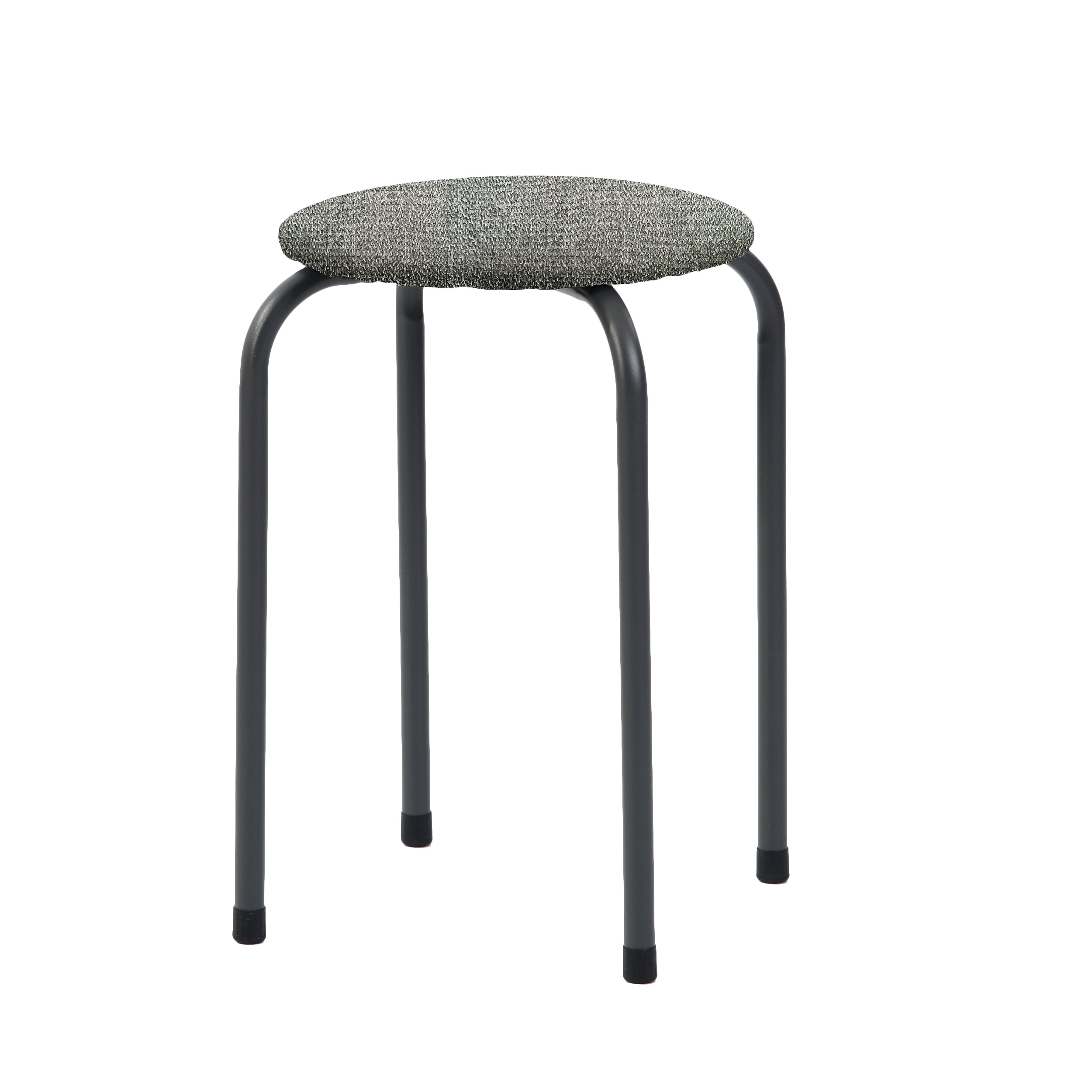 Modern Fabric Stool, Metal Legs - DANNY COMO GREY-GREEN