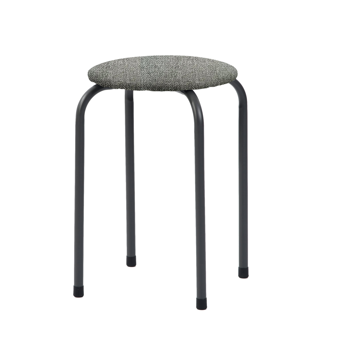 Modern Fabric Stool, Metal Legs - DANNY COMO GREY-GREEN