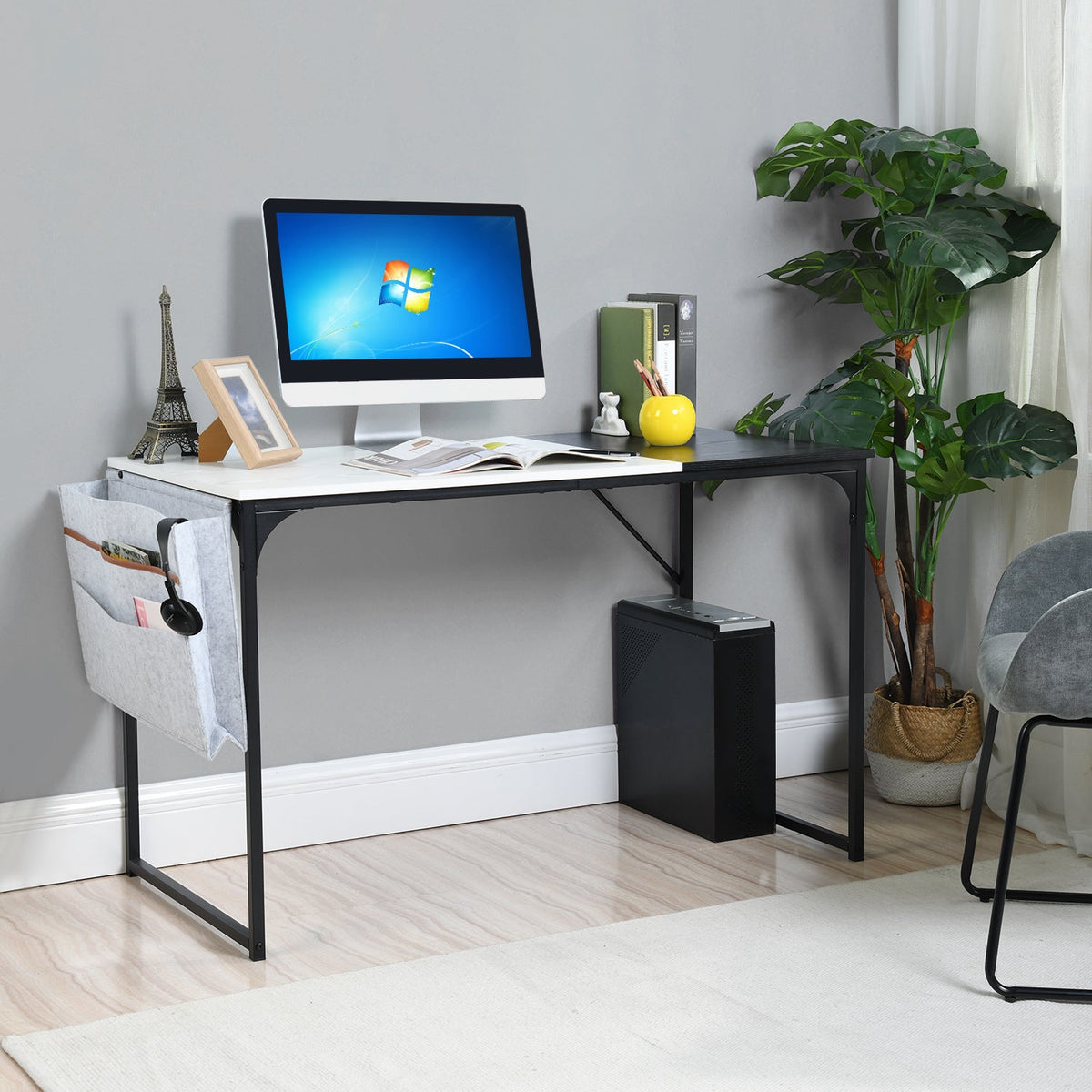 Dembe Kd 100Cm Fabric Black White Office Desk
