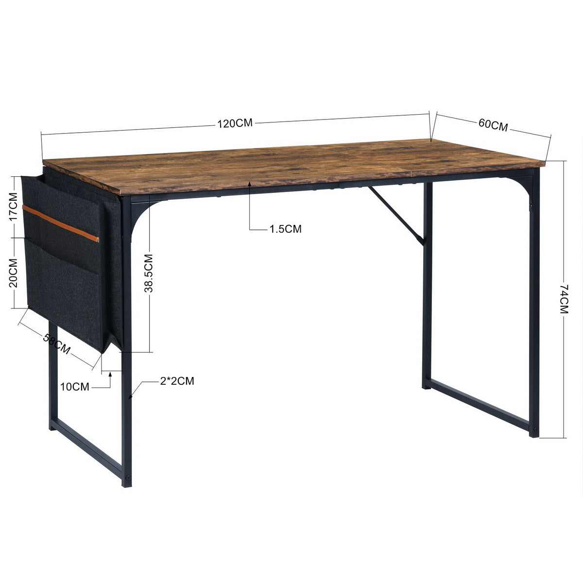 Dembe Kd 120Cm Fabric Black Brown Office Desk