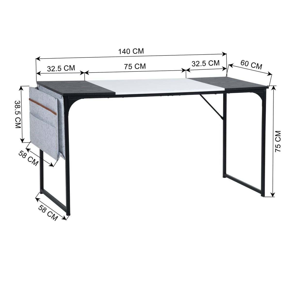Dembe Kd 140Cm Fabric Office Desk