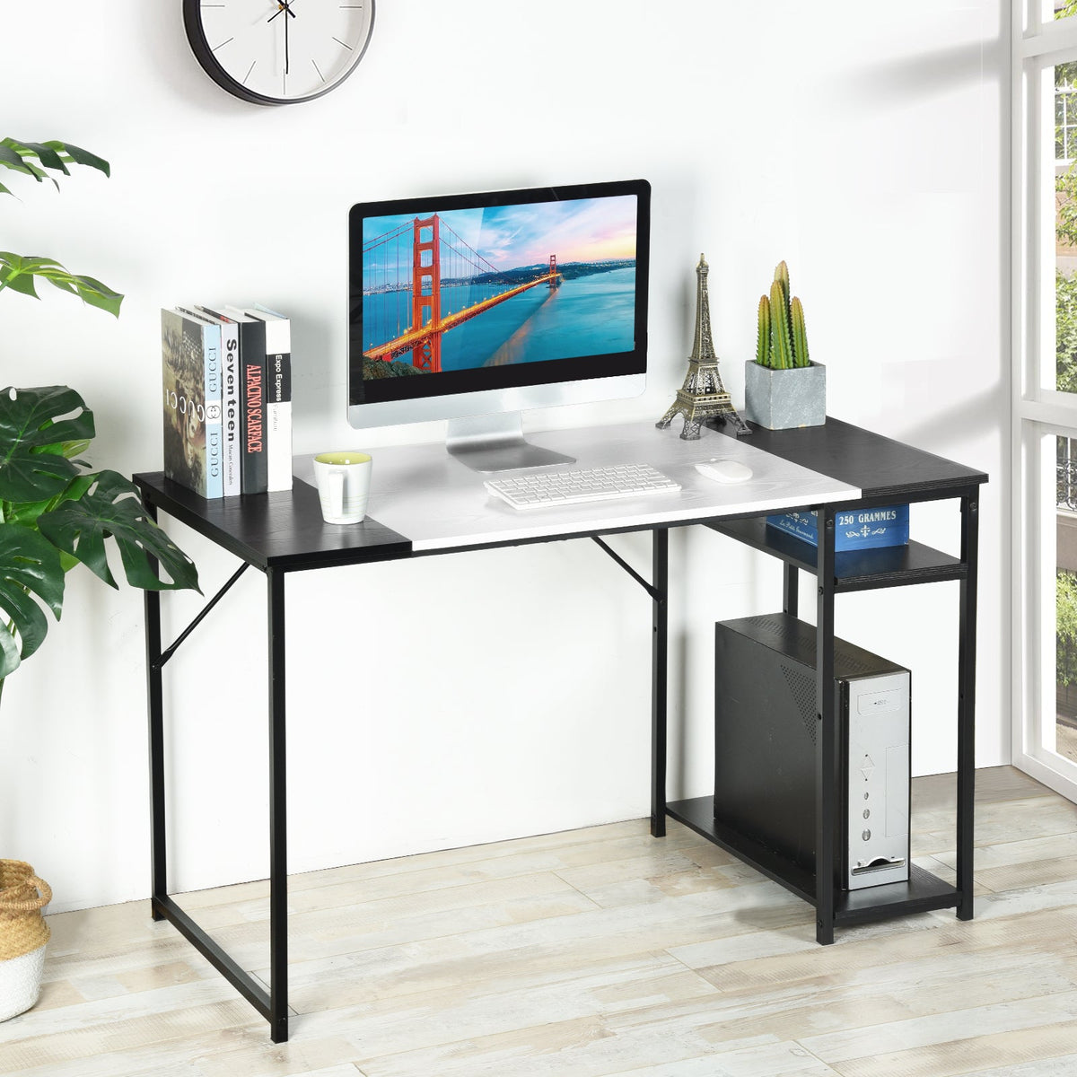 Dembe Shelves 120Cm Black Brown Office Desk
