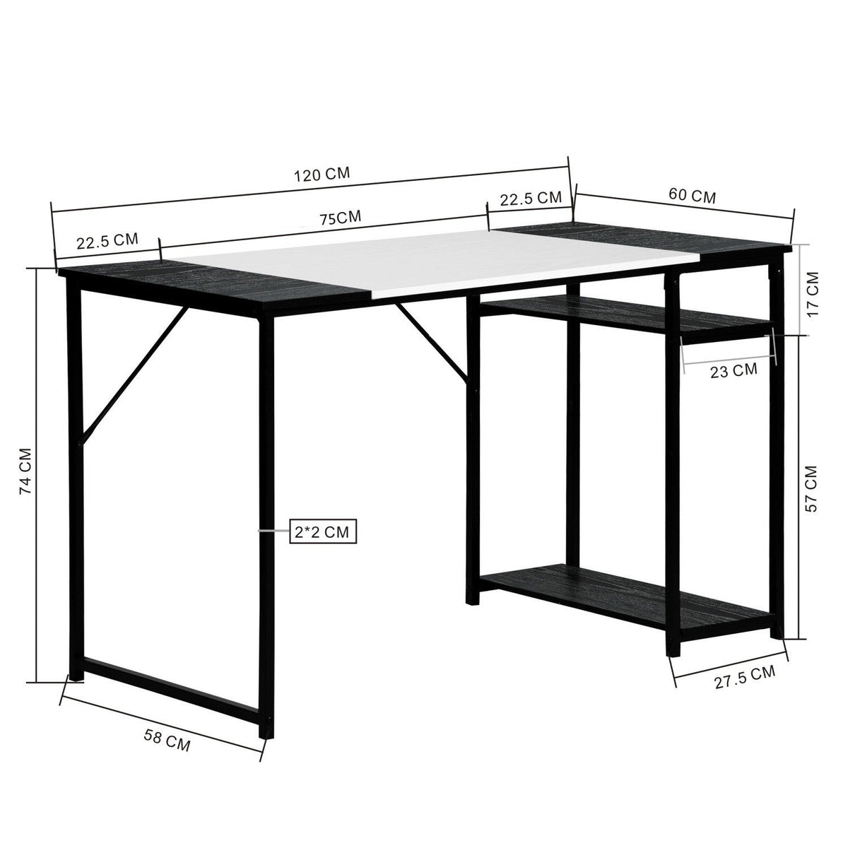 Dembe Shelves 120Cm Black Brown Office Desk
