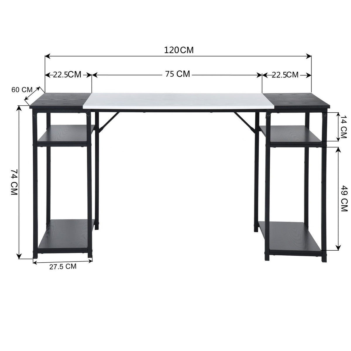 Dembe Shelves Plus 120Cm Black Brown Office Desk