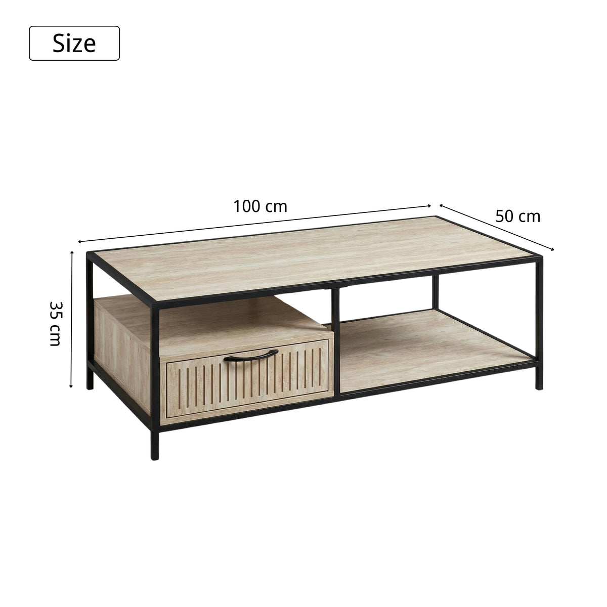 Captate Modern Minimalist Coffee Table, MDF & Metal - DENEB