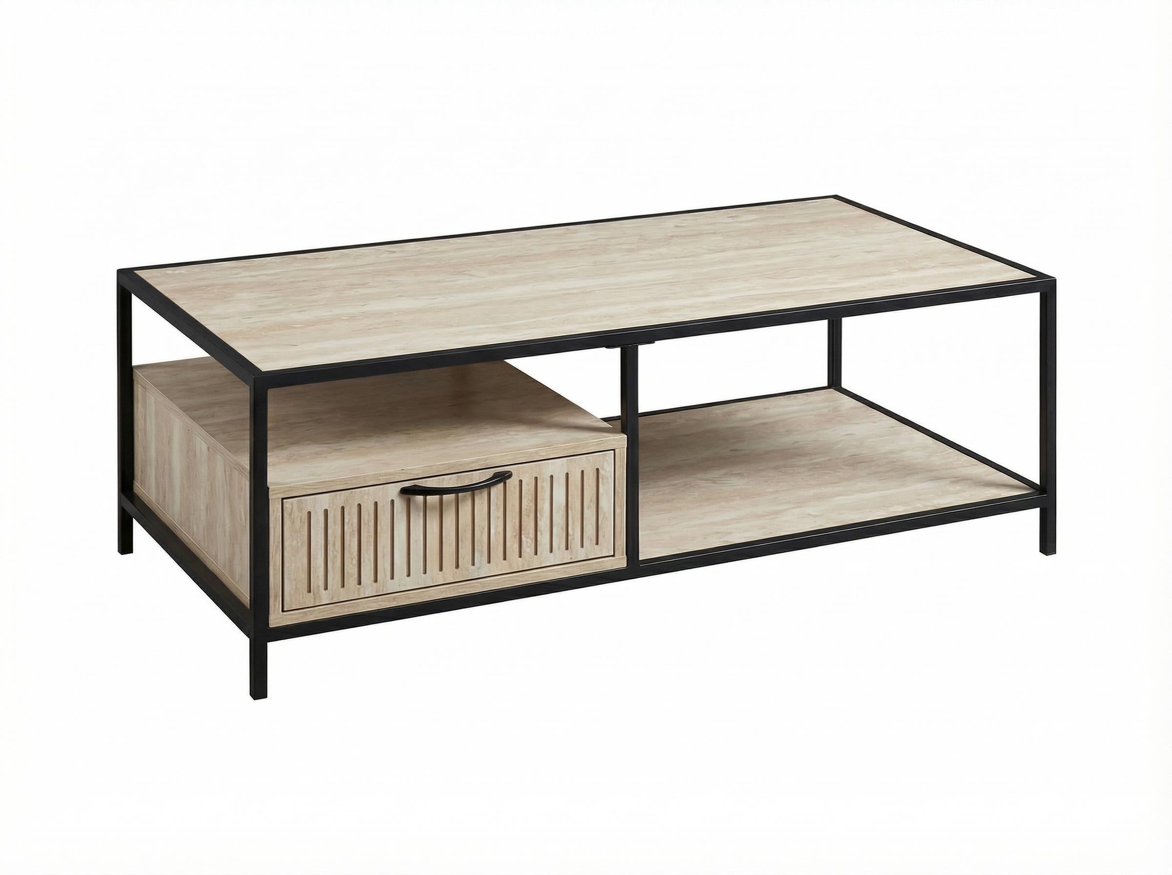 Captate Modern Minimalist Coffee Table, MDF & Metal - DENEB