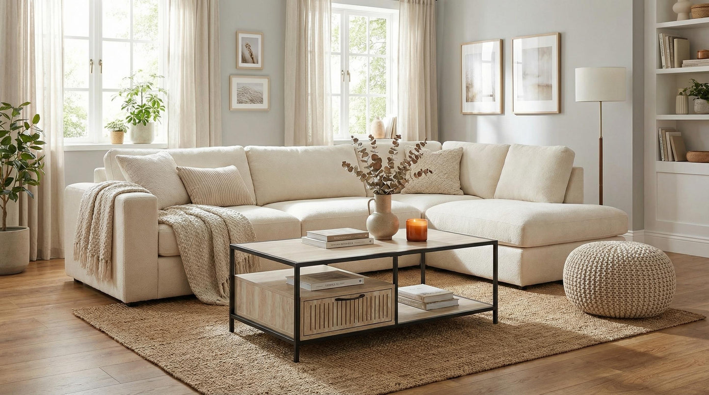 Captate Modern Minimalist Coffee Table, MDF & Metal - DENEB