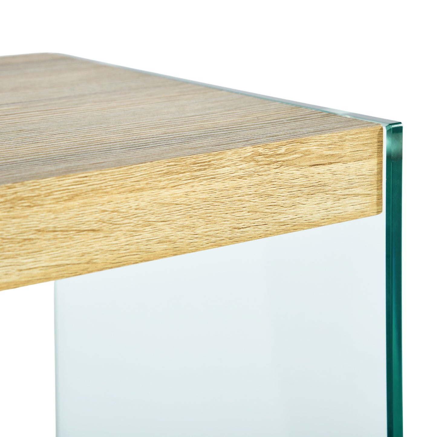 Modern Oak Floating Shelf, Tempered Glass Sides – DESOTO 4