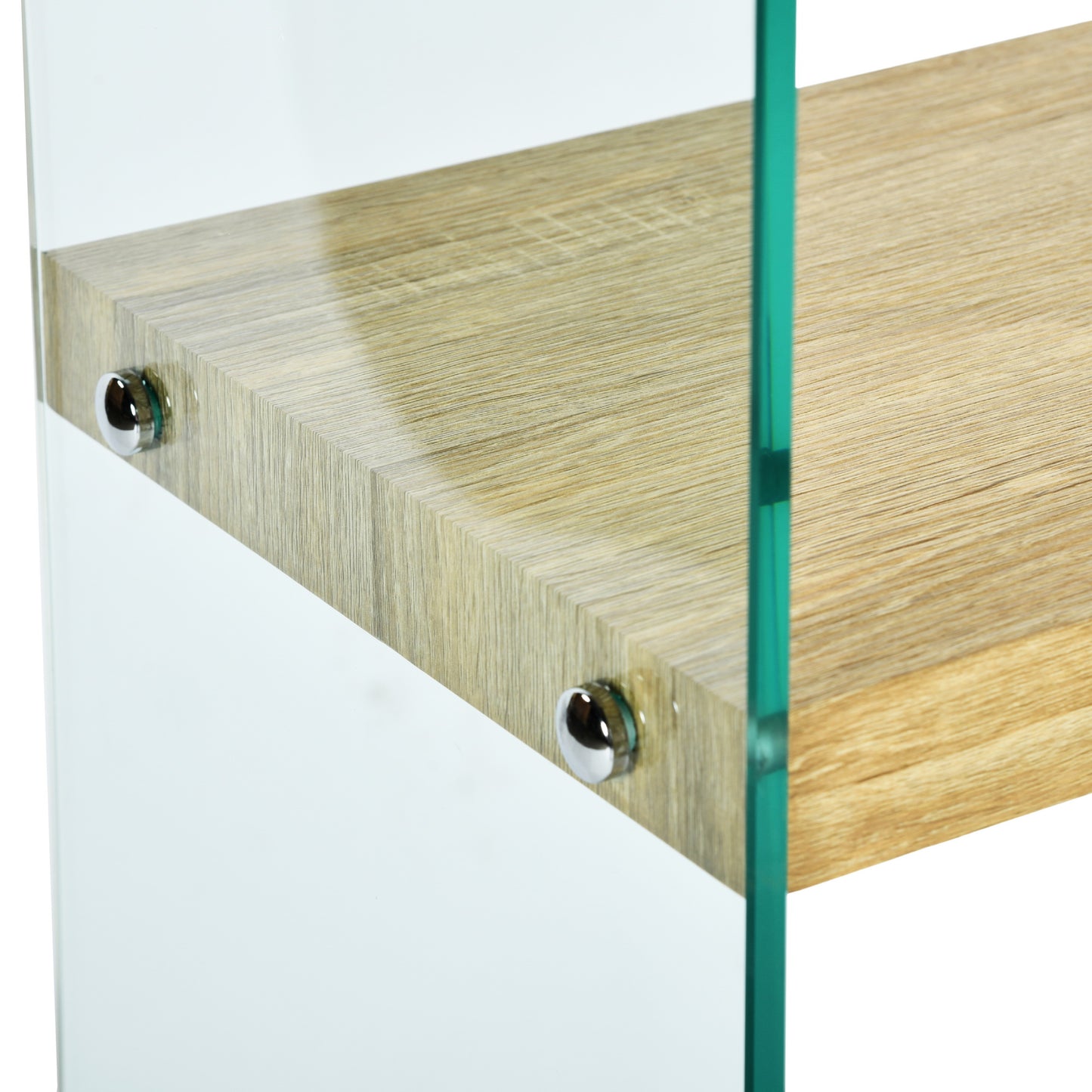 Modern Oak Floating Shelf, Tempered Glass Sides – DESOTO 4