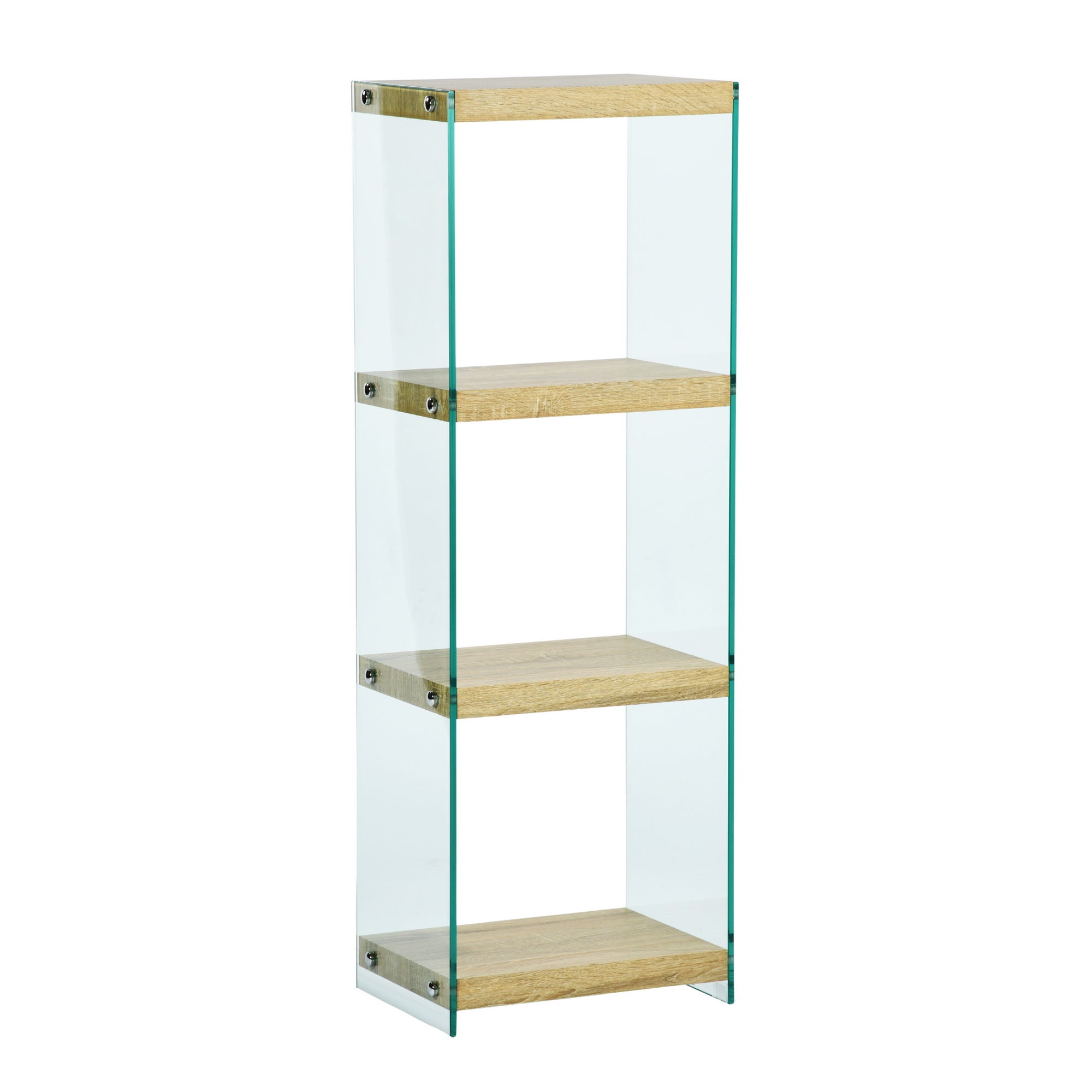 Modern Oak Floating Shelf, Tempered Glass Sides – DESOTO 4