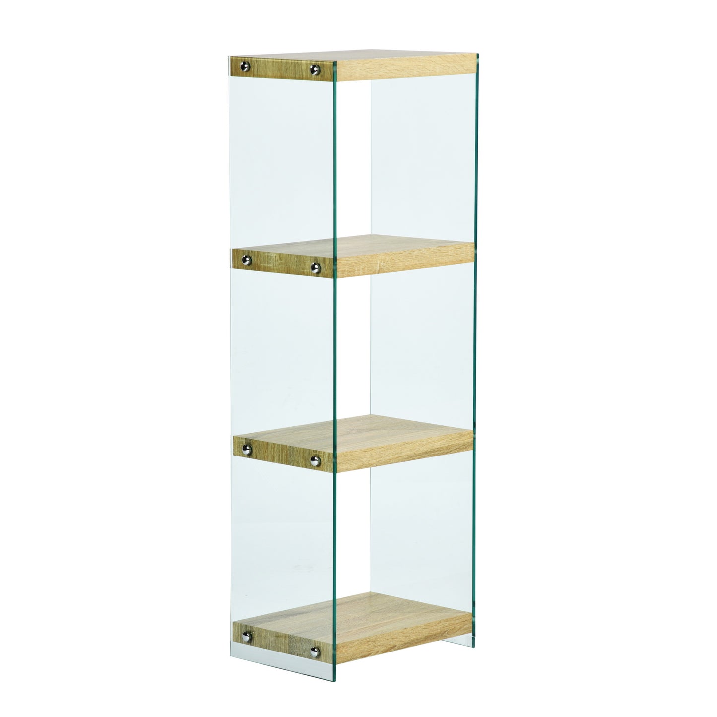 Modern Oak Floating Shelf, Tempered Glass Sides – DESOTO 4