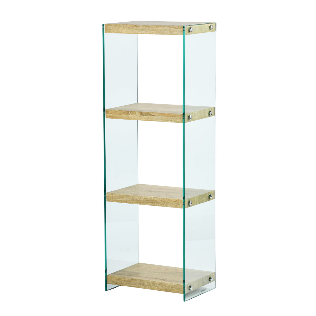 Modern Oak Floating Shelf, Tempered Glass Sides – DESOTO 4