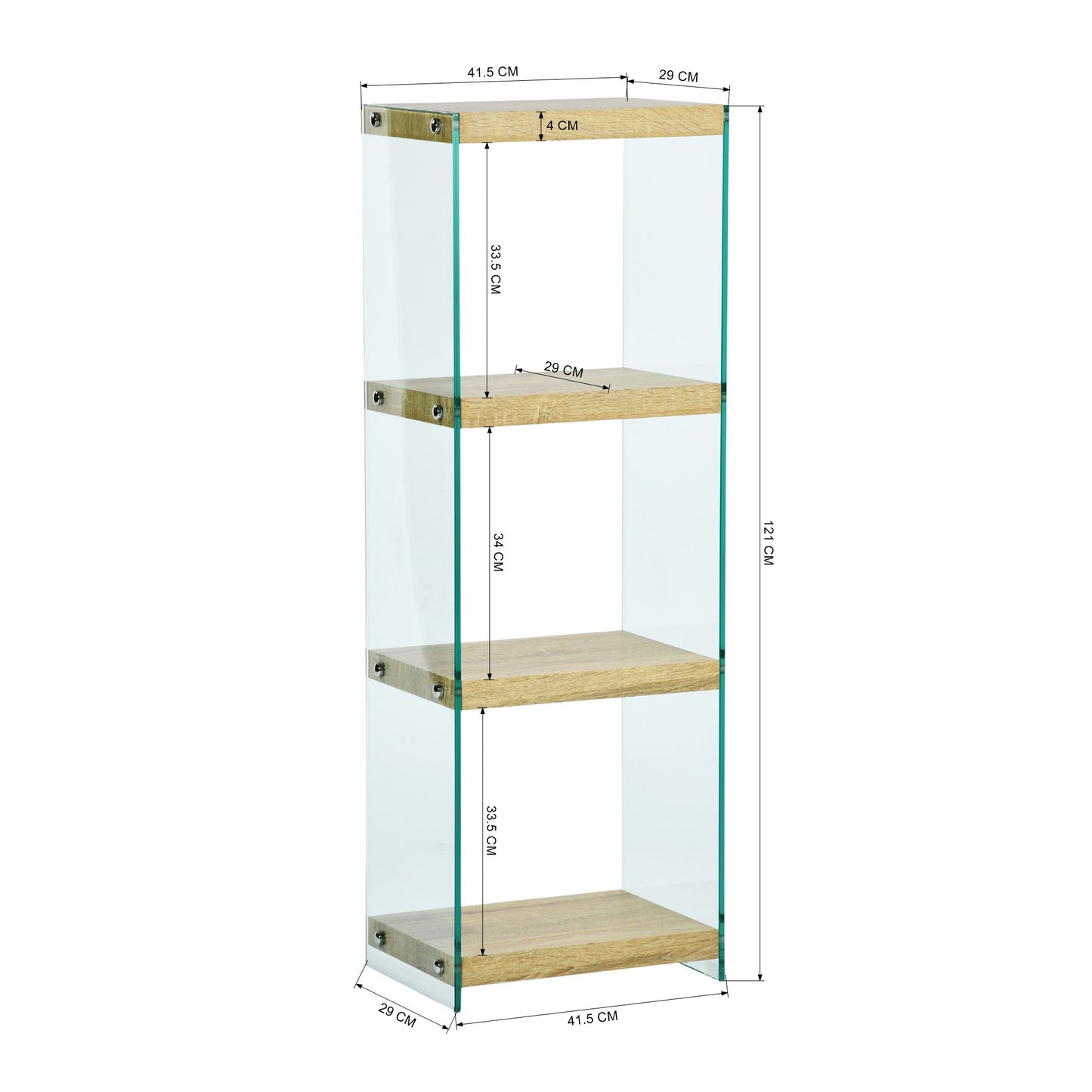 Modern Oak Floating Shelf, Tempered Glass Sides – DESOTO 4