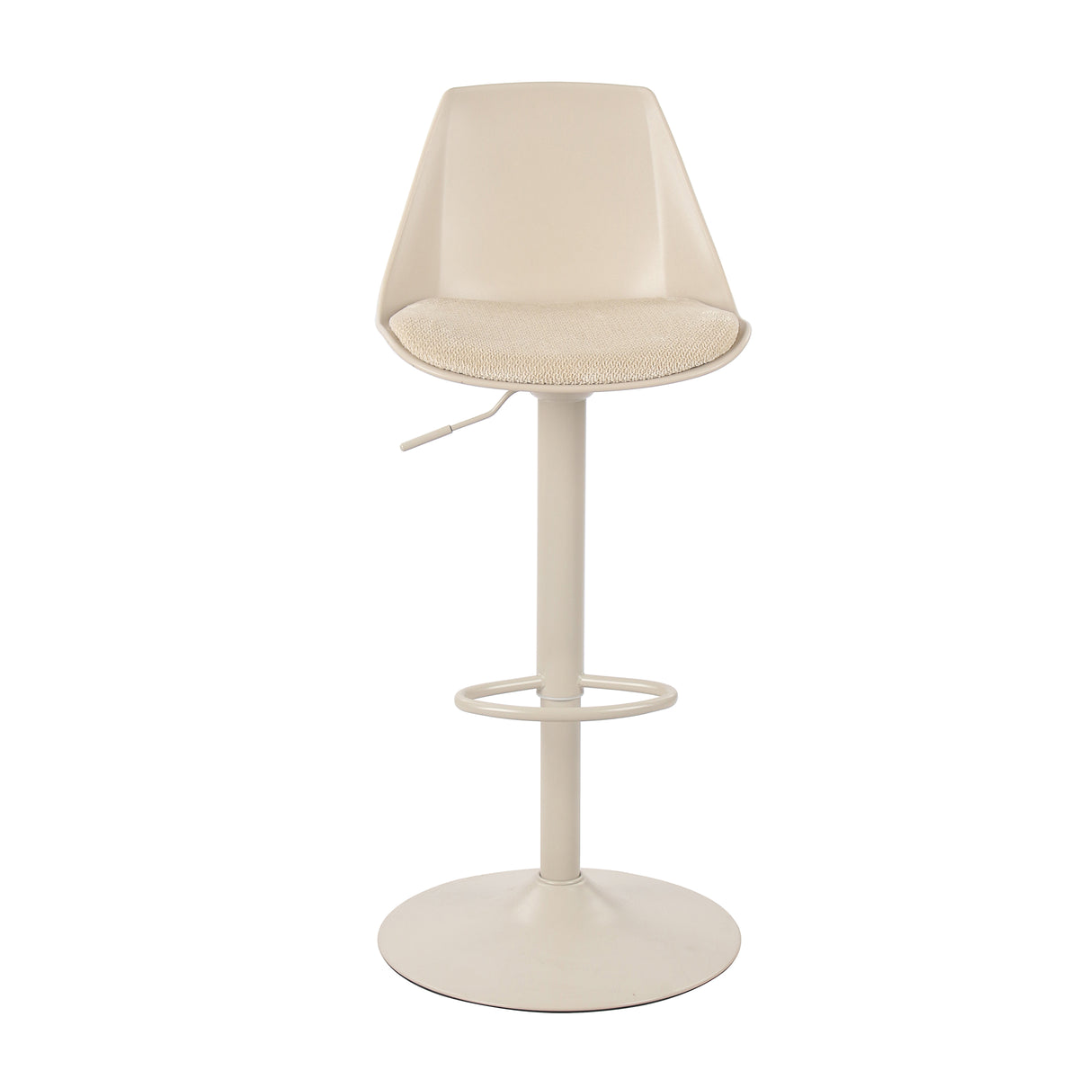 Modern Cream Bar Stool, Fabric Cushion & Metal Base - DINO VINCI