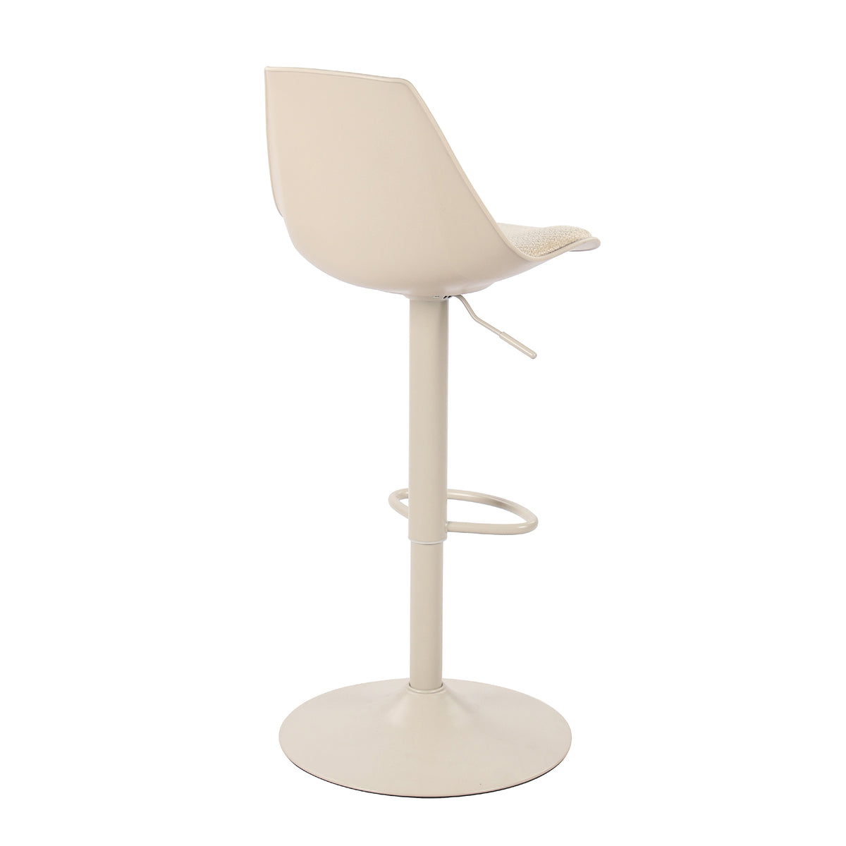 Modern Cream Bar Stool, Fabric Cushion & Metal Base - DINO VINCI