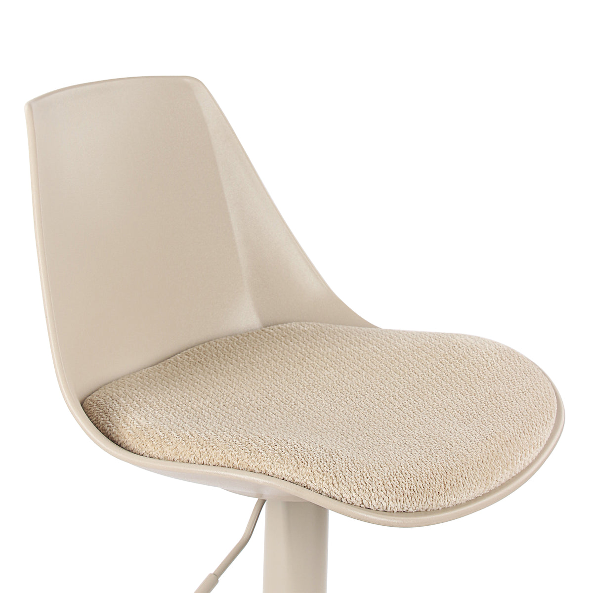Modern Cream Bar Stool, Fabric Cushion & Metal Base - DINO VINCI
