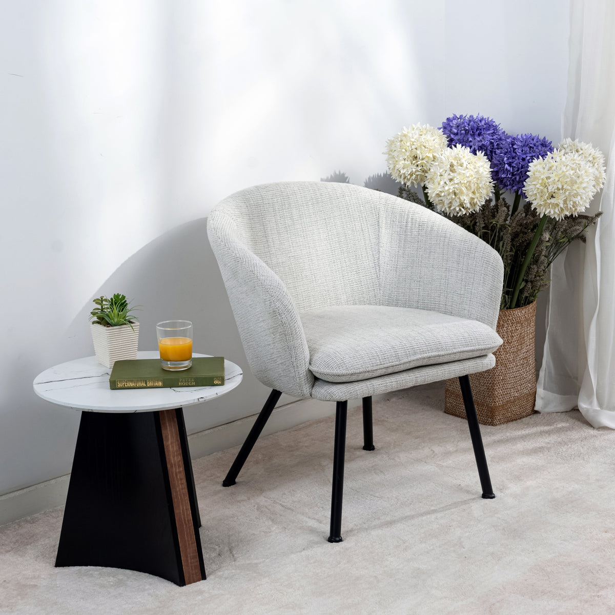 Dixier Fabric Beige Accent Chairs