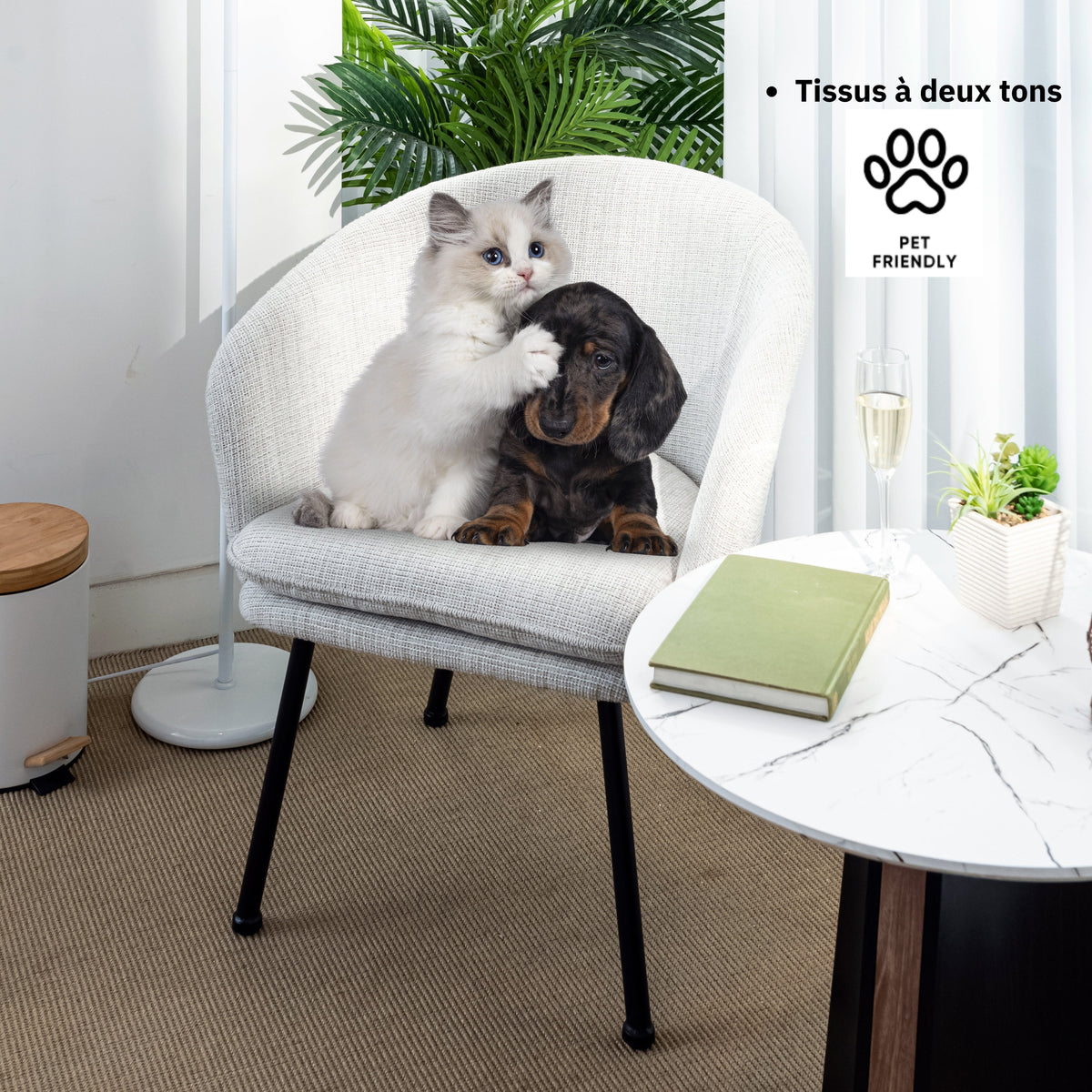 Dixier Fabric Beige Accent Chairs