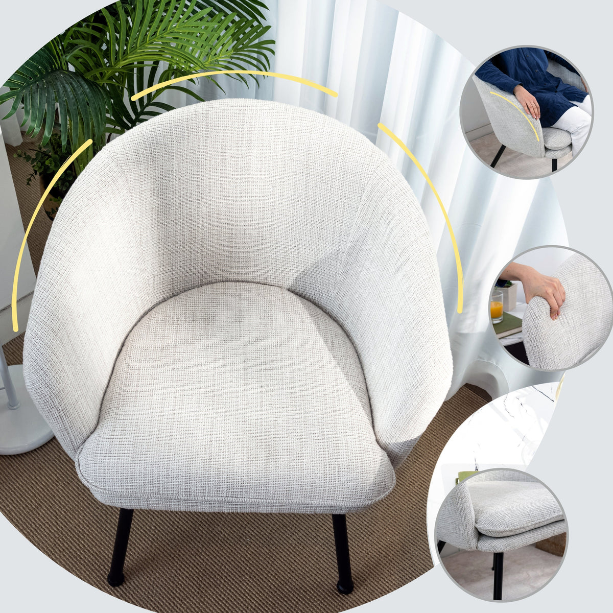 Dixier Fabric Beige Accent Chairs