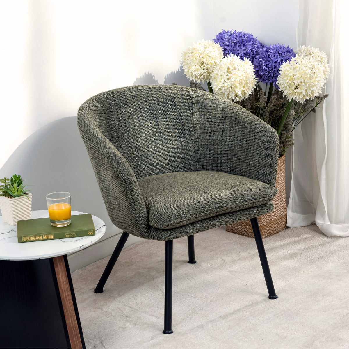 Dixier Fabric Beige Accent Chairs