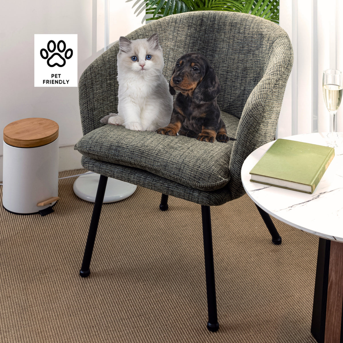 Dixier Fabric Beige Accent Chairs