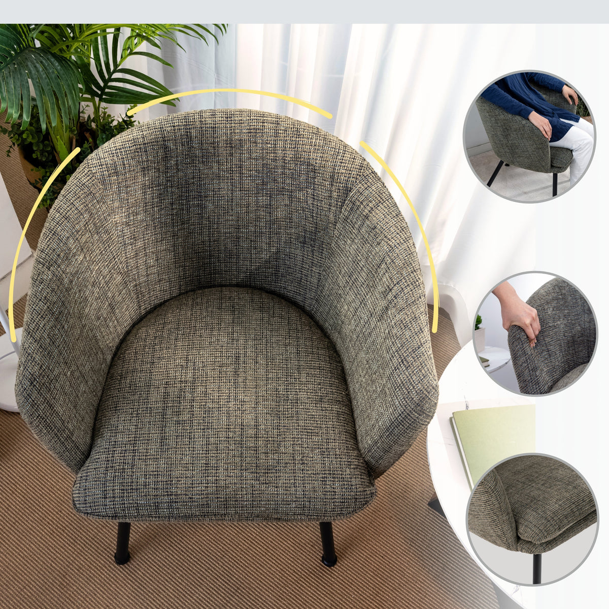 Dixier Fabric Beige Accent Chairs