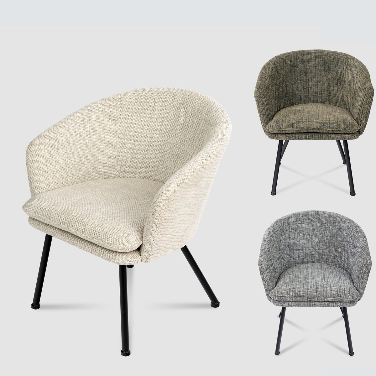 Dixier Fabric Beige Accent Chairs