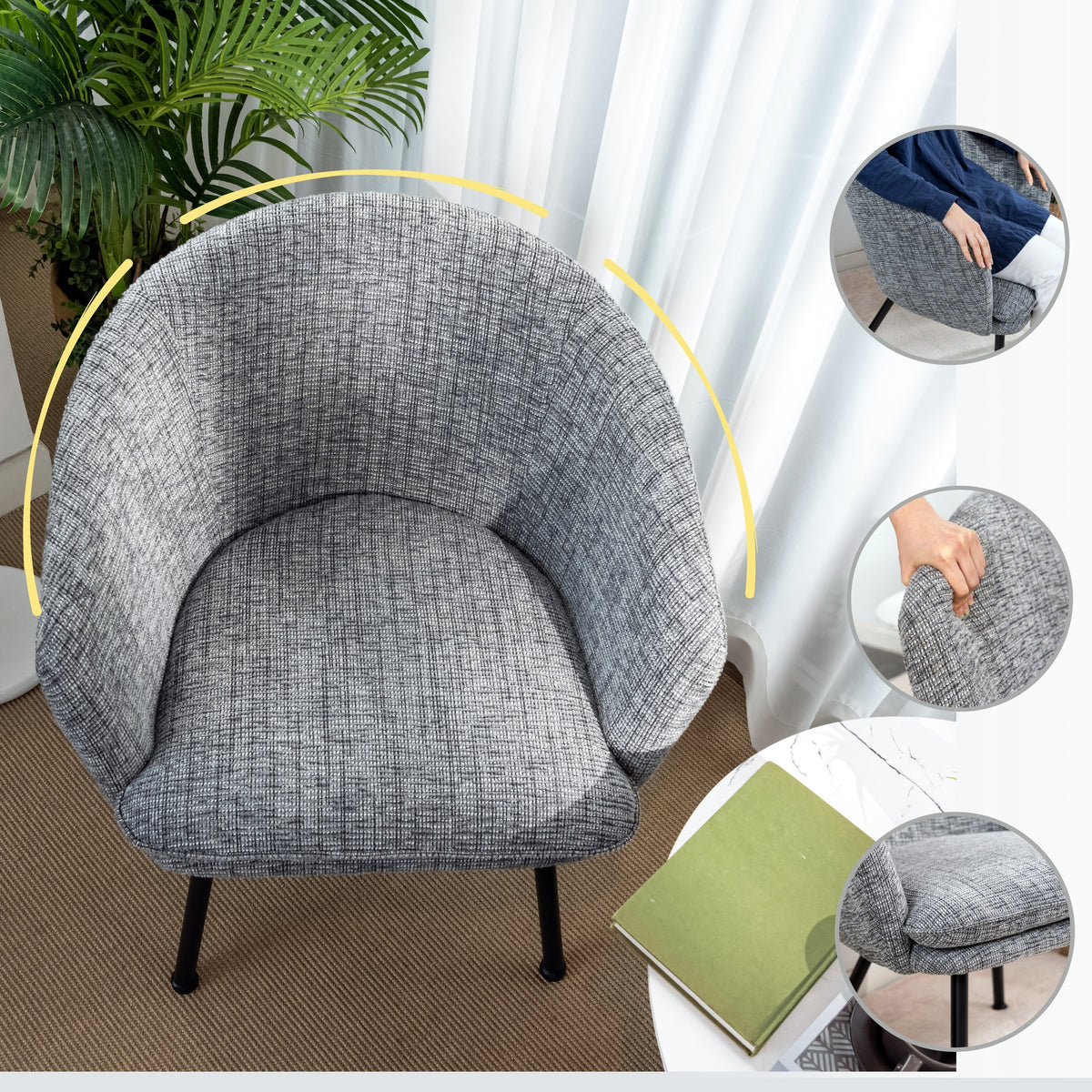 Dixier Fabric Beige Accent Chairs
