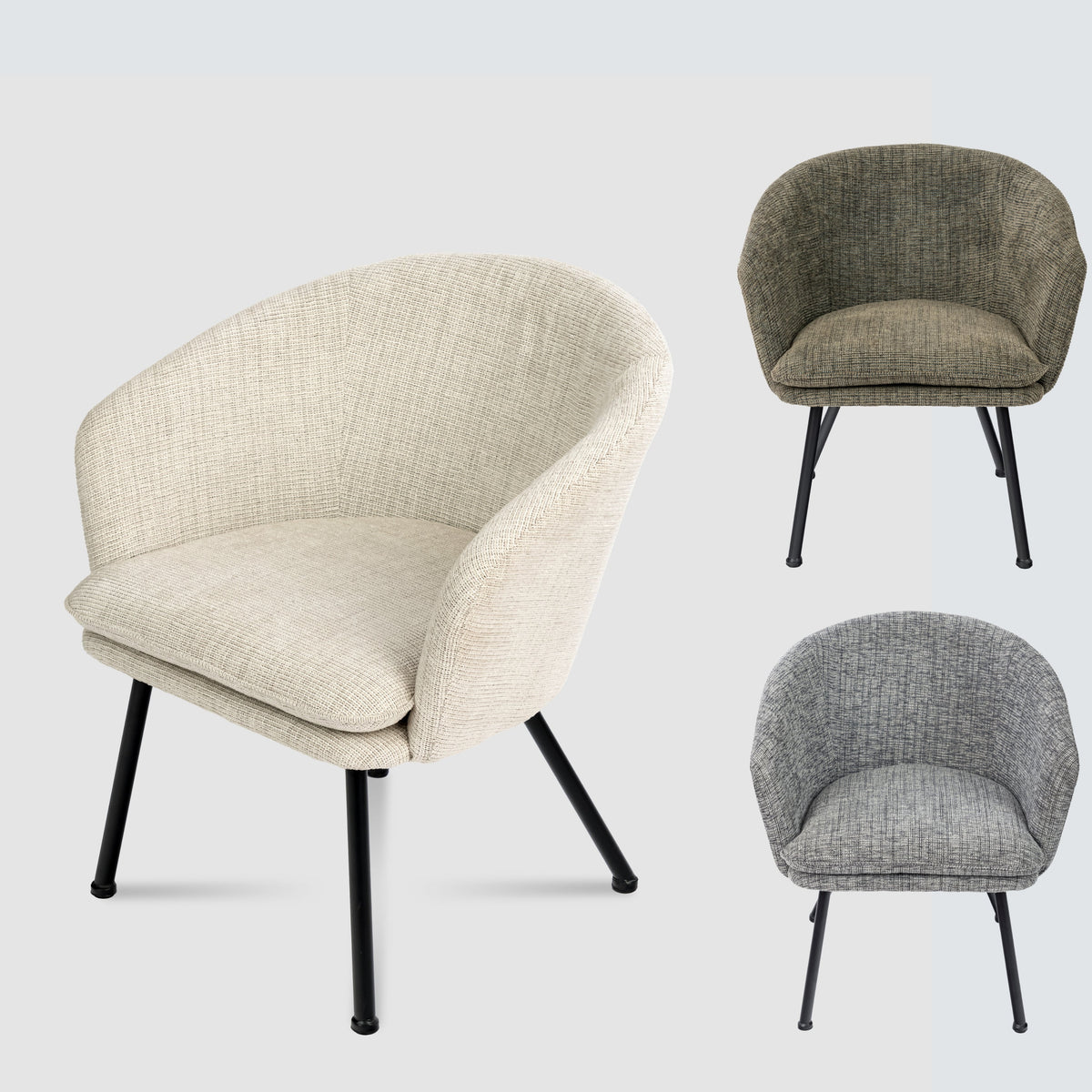Dixier Fabric Beige Accent Chairs