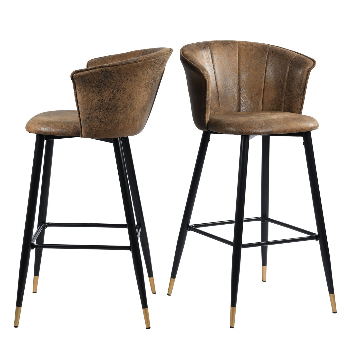 Doncic Suede Brown Bar Stool