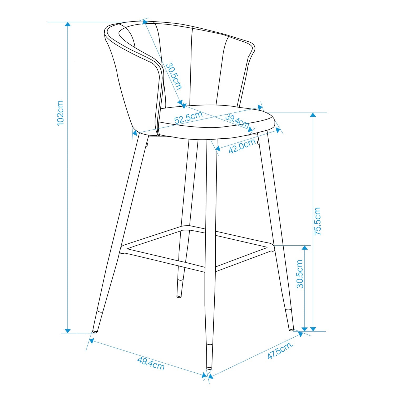 Doncic Suede Brown Bar Stool