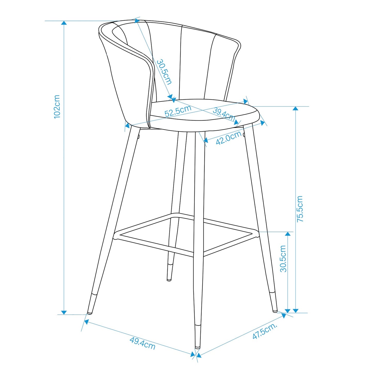 Doncic Suede Brown Bar Stool