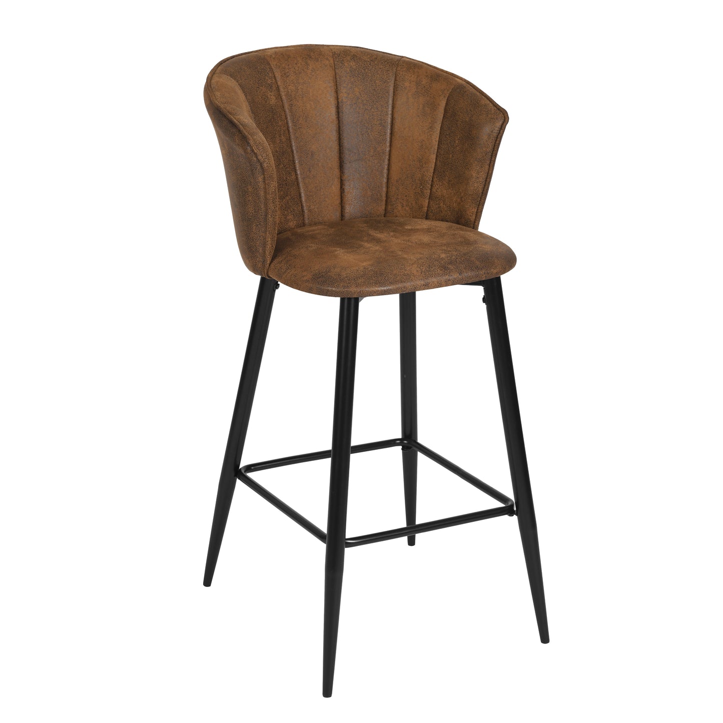 Doncic Suede Brown Bar Stool