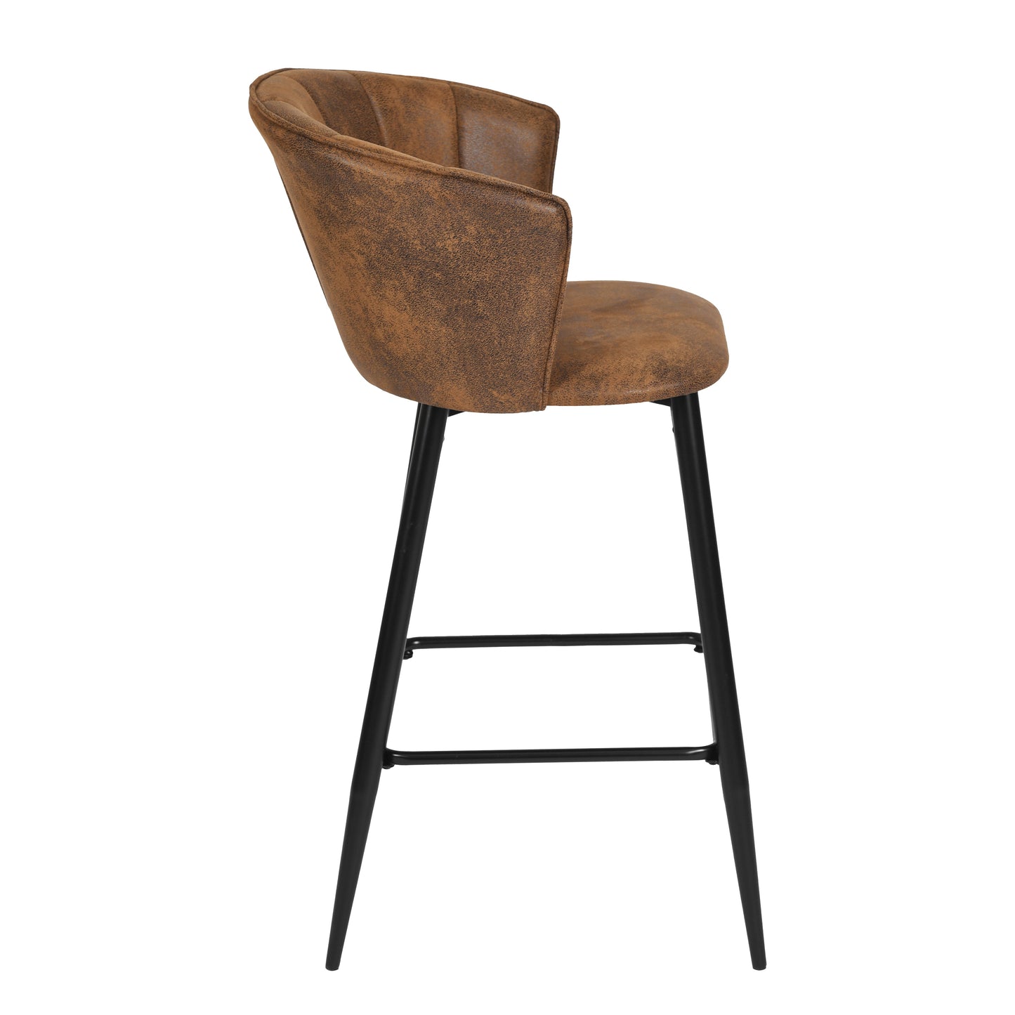 Doncic Suede Brown Bar Stool