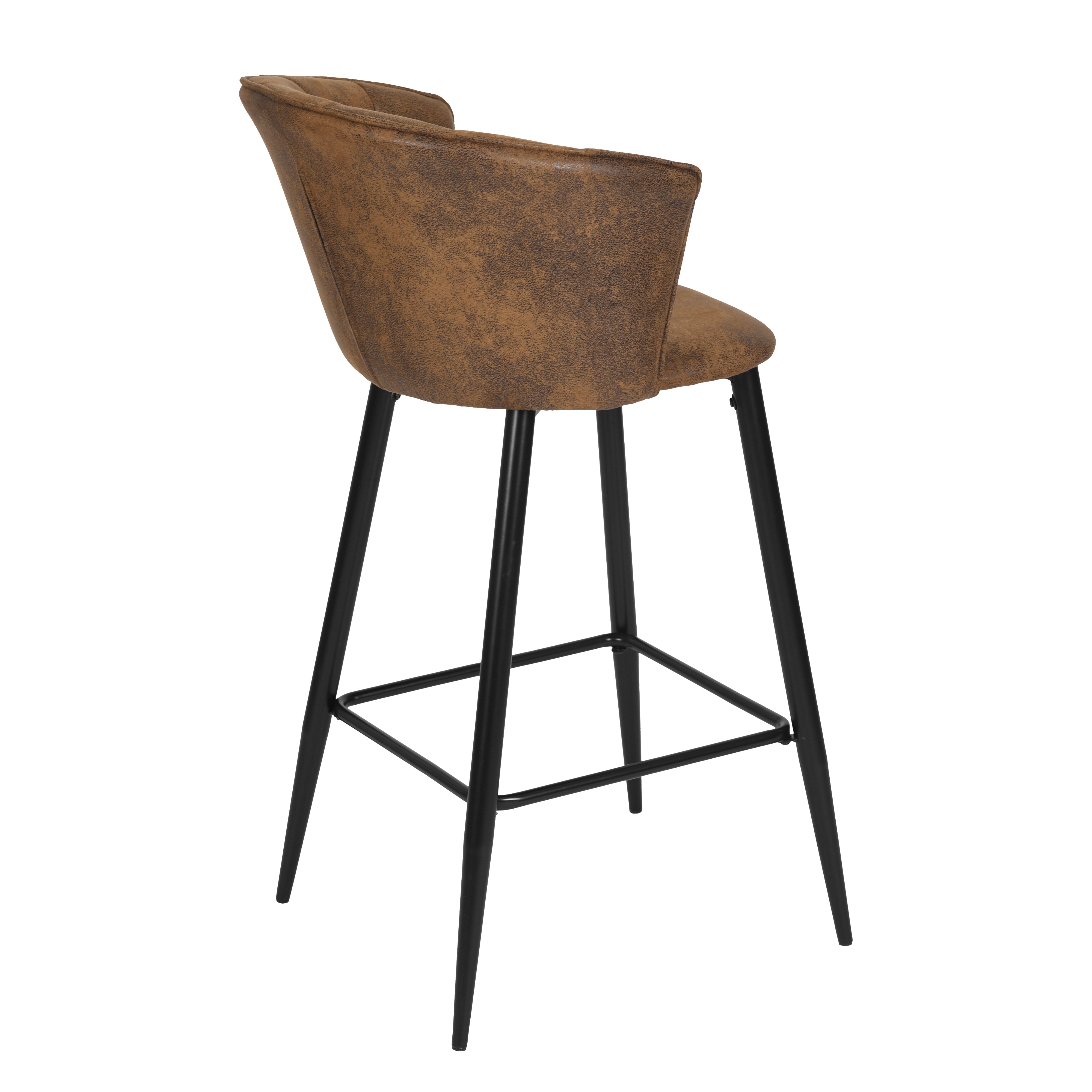 Doncic Suede Brown Bar Stool