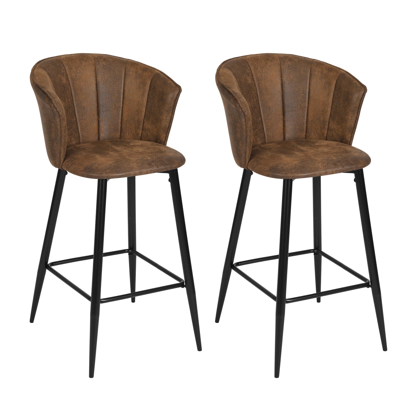 Doncic Suede Brown Bar Stool