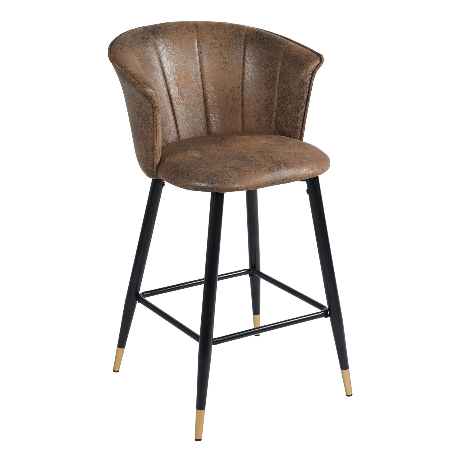 Doncic Suede Brown Bar Stool
