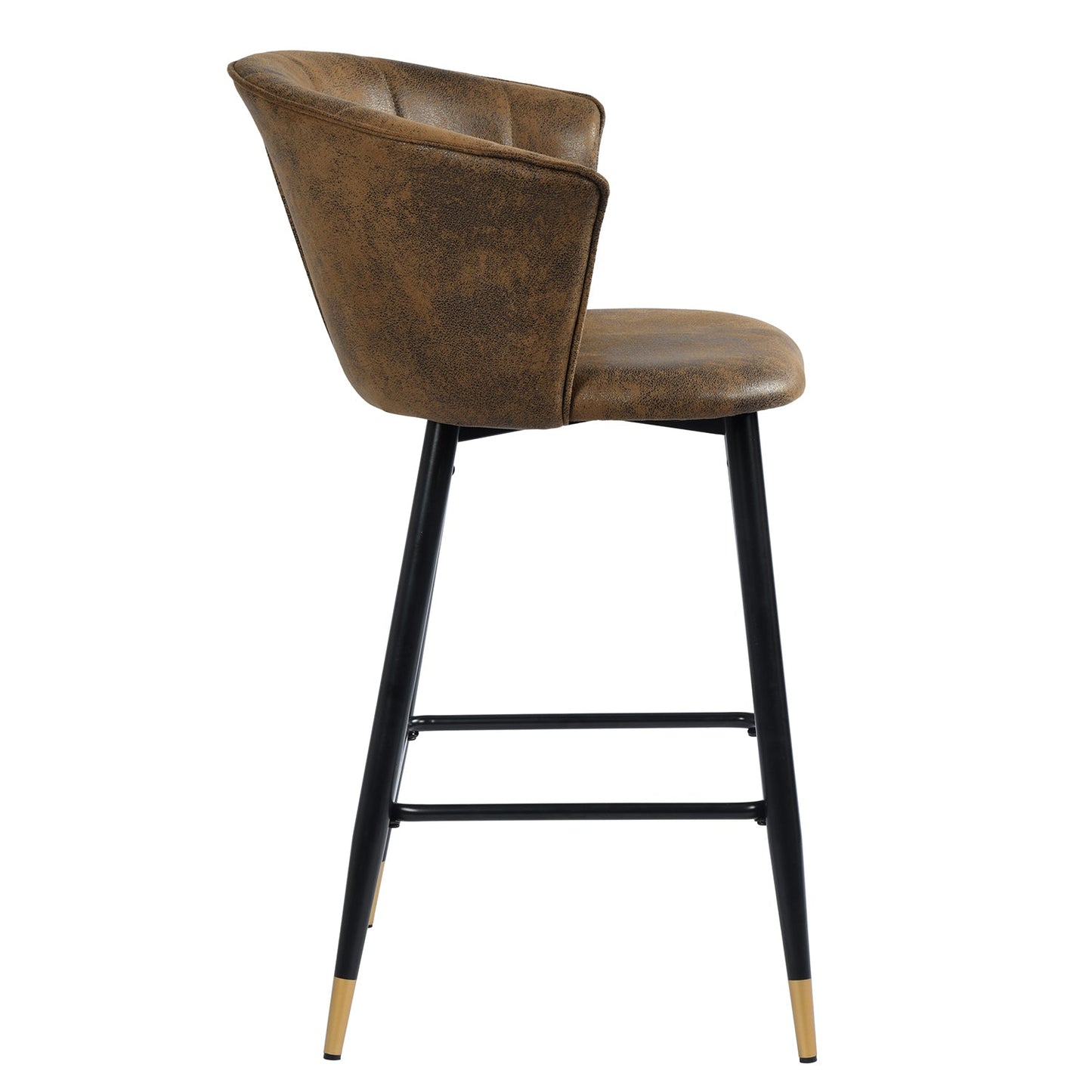 Doncic Suede Brown Bar Stool