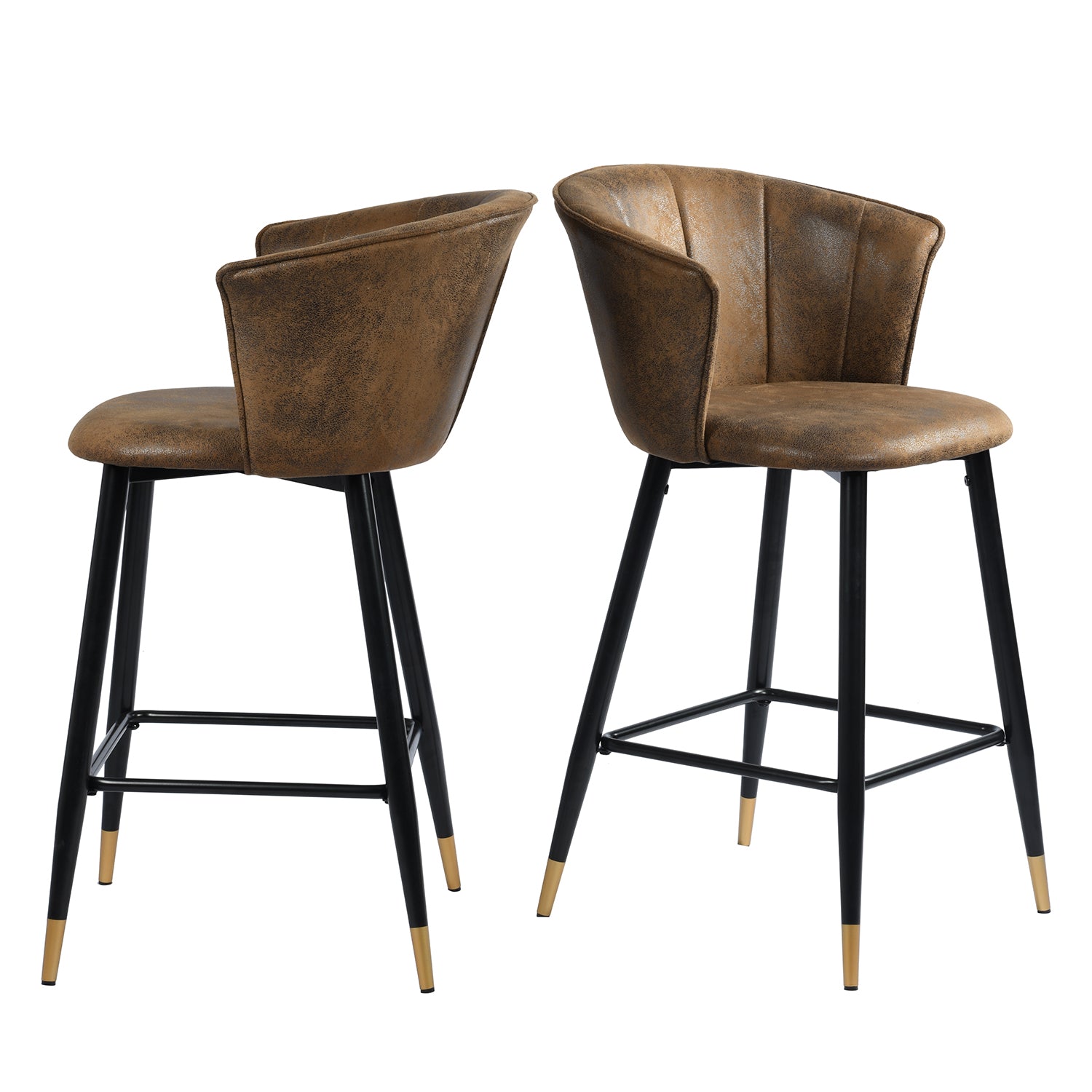 Doncic Suede Brown Bar Stool