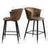 Doncic Suede Brown Bar Stool