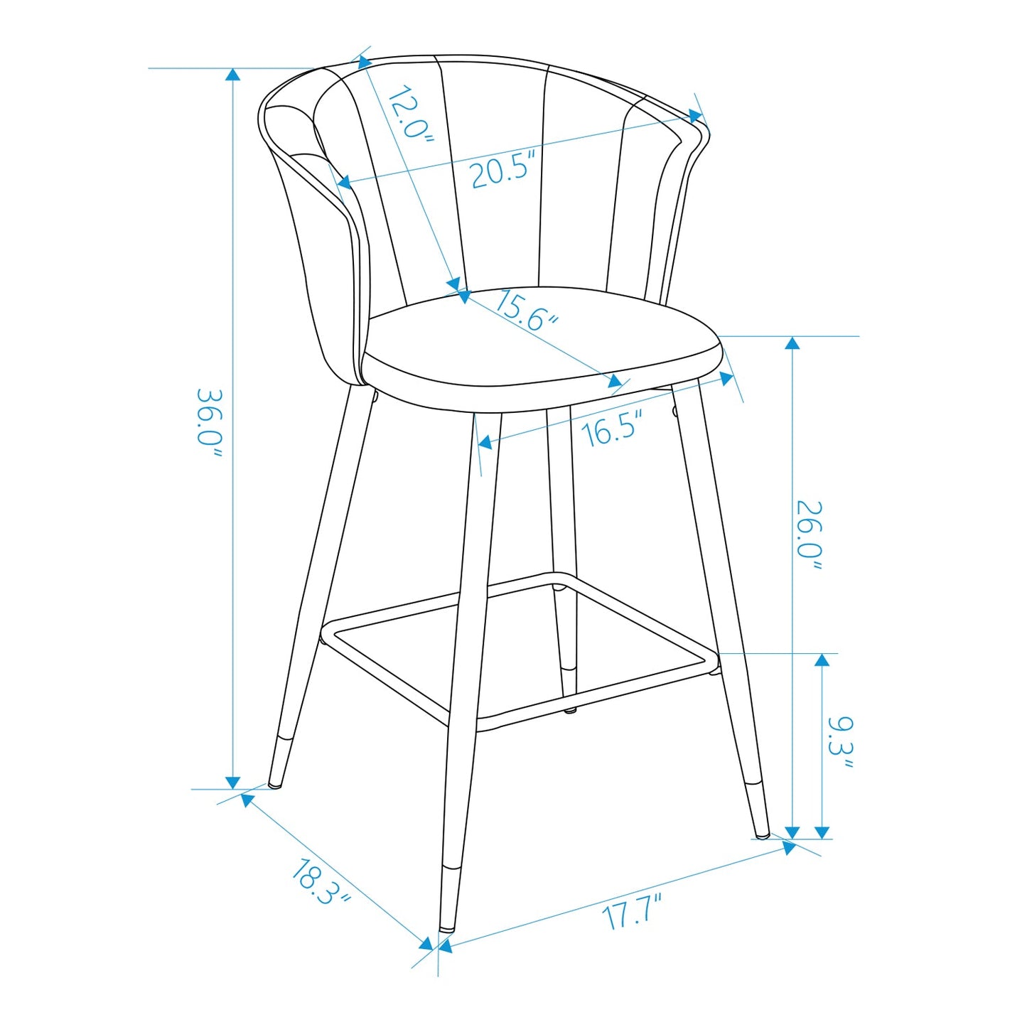 Doncic Suede Brown Bar Stool