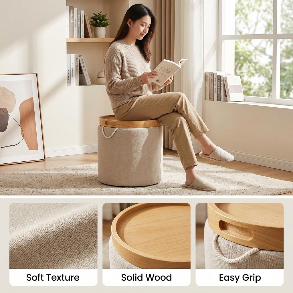 Modern Storage Bench, MDF Natural Finish - ELLEN NATURAL
