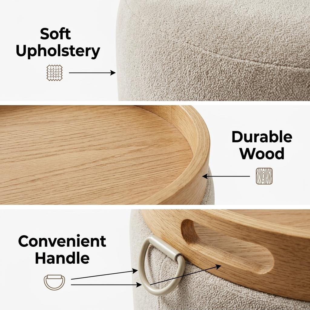 Modern Storage Bench, MDF Natural Finish - ELLEN NATURAL