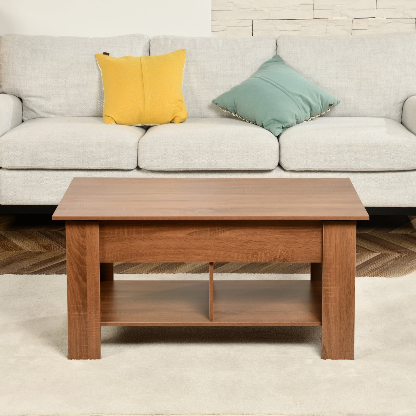 Modern Lift-Top Table, Brown Particle Board - ELOT BROWN 96