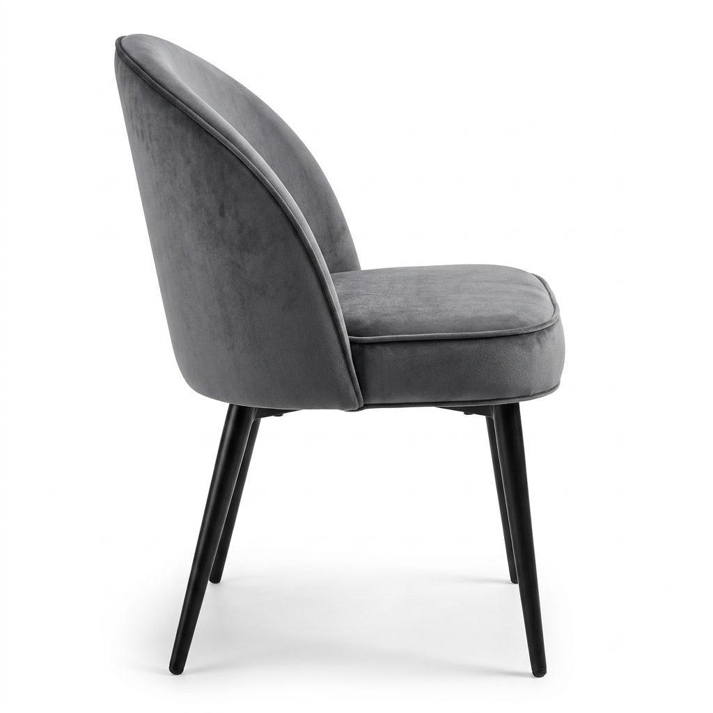 Modern Charcoal Fabric, Sleek Metal Frame - EMILIE Dining Chair