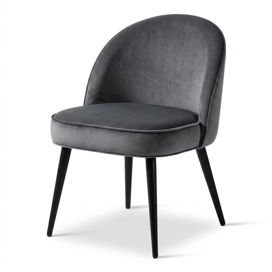 Modern Charcoal Fabric, Sleek Metal Frame - EMILIE Dining Chair
