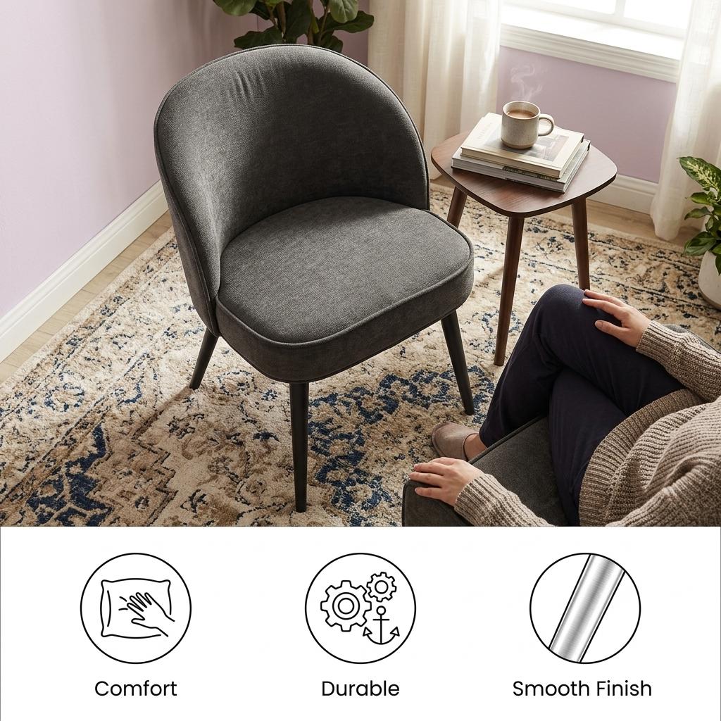 Modern Chenille Upholstered Dining Chair Set - Emilie Green