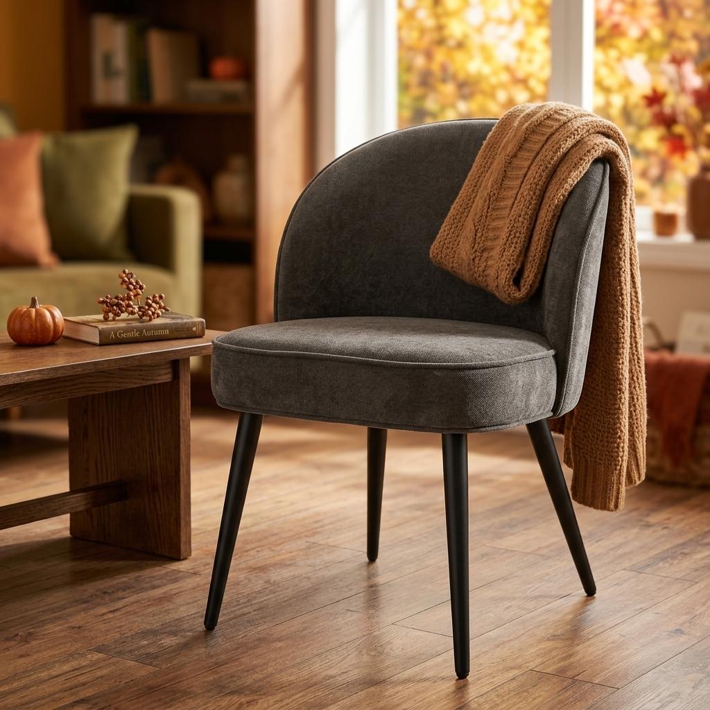 Modern Chenille Upholstered Dining Chair Set - Emilie Green