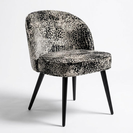 Modern Leopard Fabric Dining Chair - EMILIE LEOPARD GY